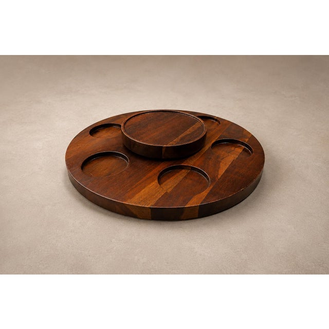 Brazilian Modern Lazy Susan & Bowls in Rosewood, Tropic Art, Brazil, 1970s For Sale - Image 9 of 16