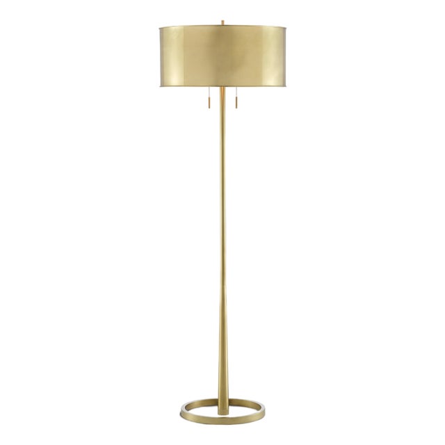 Mid-Century Modern Babbit Floor Lamp Polished Brass For Sale