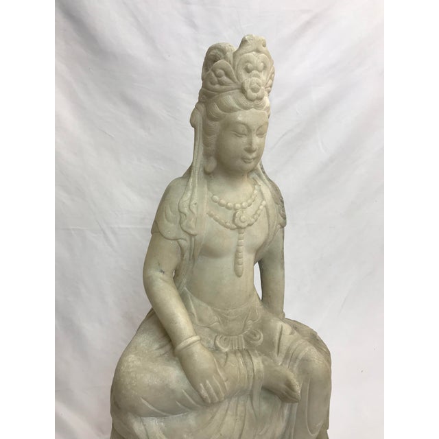 Guanyin / Guan Yin Bodhisattva Marble Goddess of Mercy Seated Buddha Statue Chairish