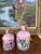 Wood 1970s Hand-Painted Pink Metal Bell Garland With Floral Motif, Set of 6 Decorative Hanging Bells. For Sale - Image 7 of 10