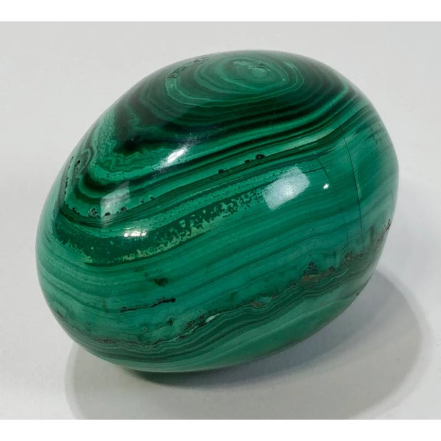 Figurative Vintage Genuine Malachite Egg Paper Weight For Sale - Image 3 of 6
