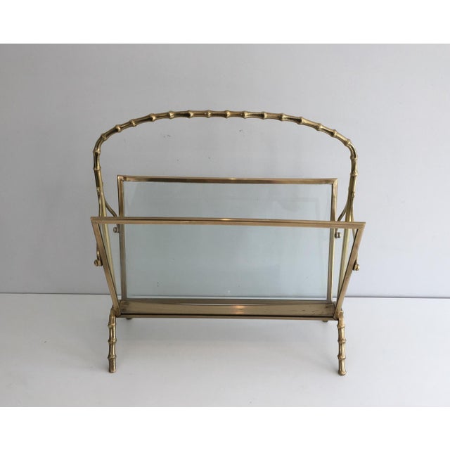 1940s Brass and faux bamboo magazine rack by Maison Baguès For Sale - Image 11 of 12
