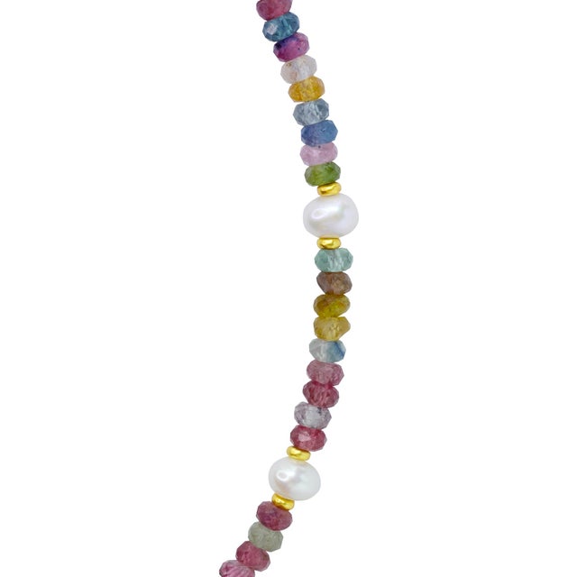 Pink Tourmaline Pearl 14k Gold Necklace For Sale - Image 8 of 11