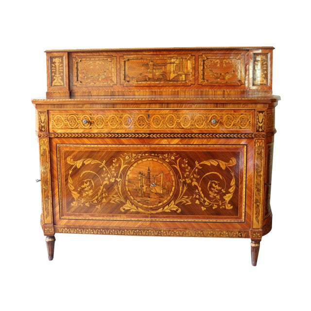 Credenza with Richerly Inlaid Neoclassical Lift, 1990s For Sale
