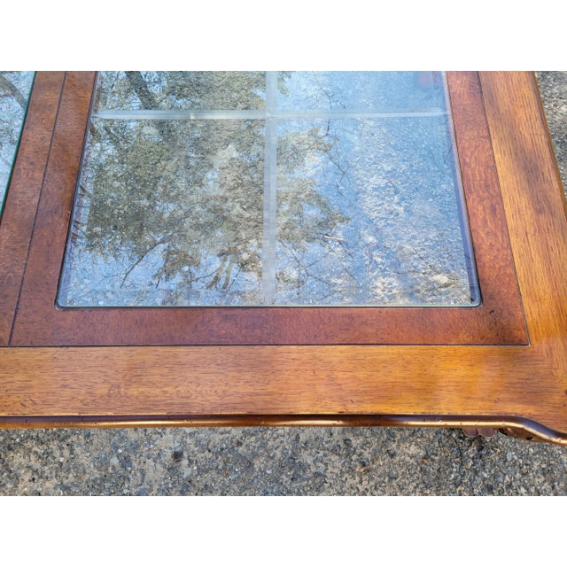 1970s Drexel Expansive Vintage Coffee Table With 2 Glass Inserts For Sale - Image 9 of 9