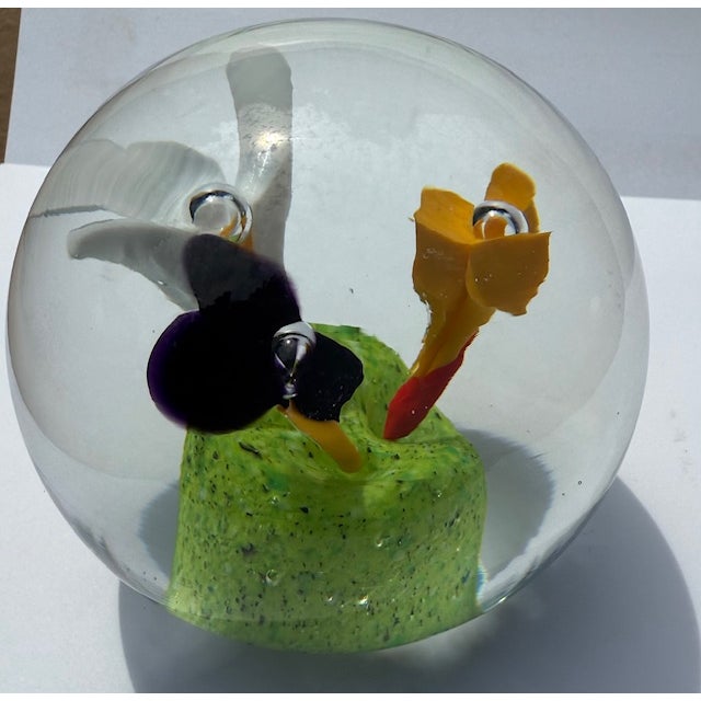 1980s Crystal Glass Paperweight For Sale - Image 5 of 8