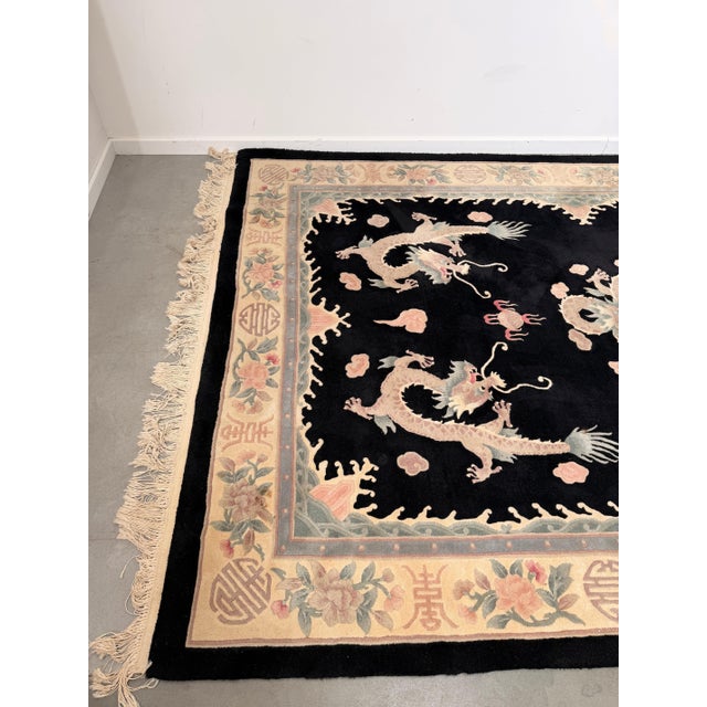 Chinese Dragon Rug in Wool For Sale - Image 4 of 9
