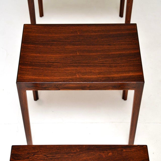 Brown Vintage Danish Nesting Tables attributed to Rosengren Hansen, 1960, Set of 3 For Sale - Image 8 of 11