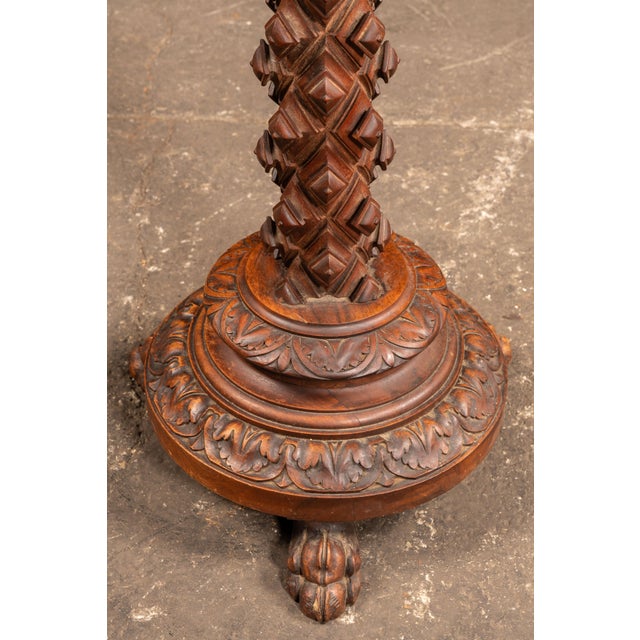 Victorian Carved Walnut Pedestal Stand With Claw Feet For Sale In Chicago - Image 6 of 9