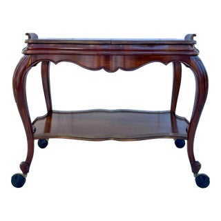 Mid-Century Traditional Serving Bar Cart With Extendable Slide Top For Sale