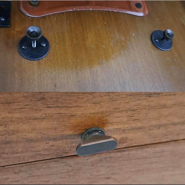 Vintage Teak Mechanical Pendulum Wall Clock Mid‑Century Modern Ejs Dial For Sale - Image 12 of 14