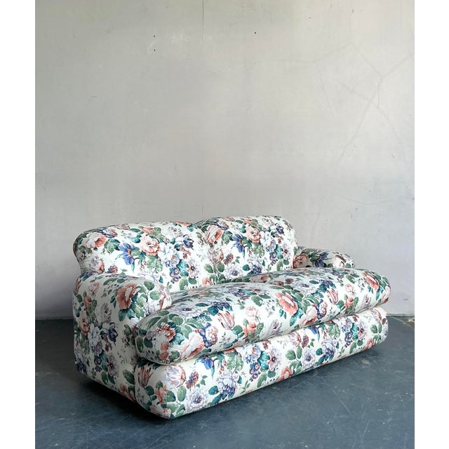 Postmodern Vintage Regency Judith Norman Printed Floral Loveseat For Sale - Image 3 of 12