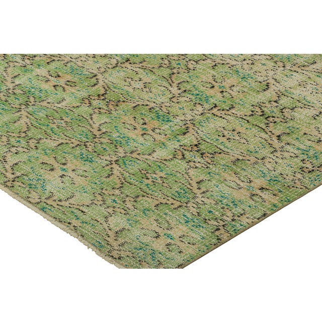 Vintage Zeki Müren Rug in Chartreuse Green With Floral Patterns | Rug & Kilim For Sale In New York - Image 6 of 7