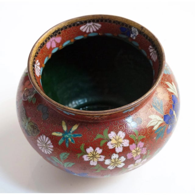 Late 18th Century Small Cloisonne Vase With Flowery Design Late 1800 For Sale - Image 5 of 6