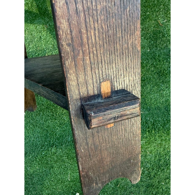 Antique Arts and Crafts Two-Tiered Side Table Tabouret or Plant Stand in the Manner of Gustav Stickley For Sale - Image 11 of 12