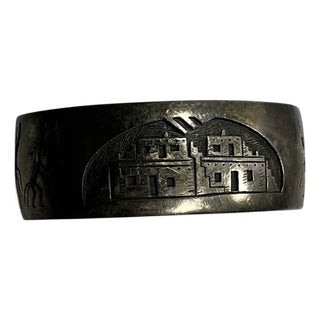 Rare Victor Coochwytewa Vintage Hopi Silver Overlay Cuff For Sale