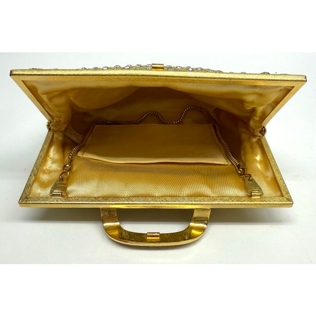 Vintage Gold Mesh Rhinestone Evening Purse by Walborg For Sale - Image 4 of 11