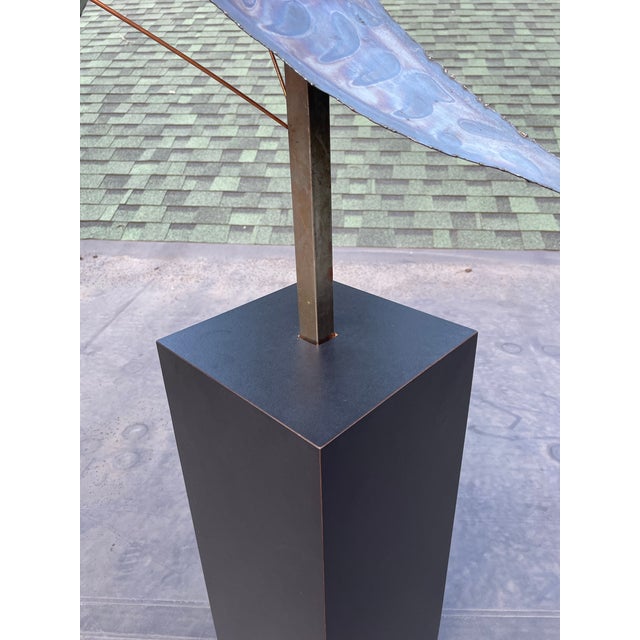 Large Torch Cut Steel Sculpture on Wood Base For Sale - Image 4 of 8