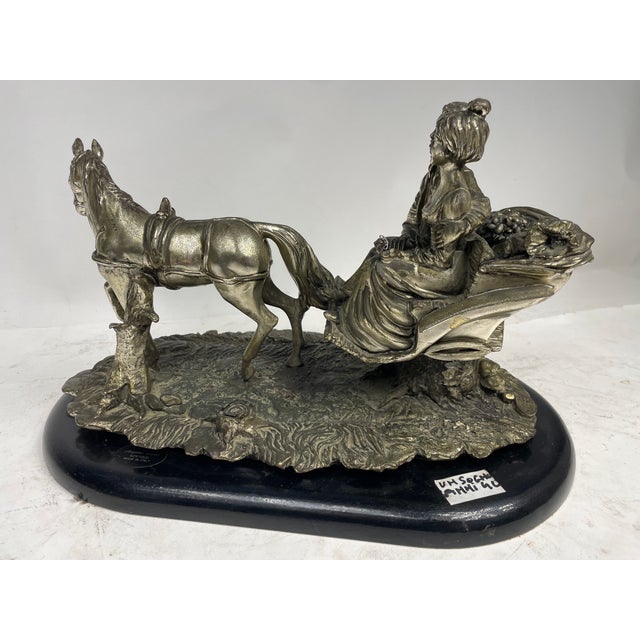 1970s Carriage Sculpture with Horses Laminated in Silver, Italy, 1970s For Sale - Image 5 of 15