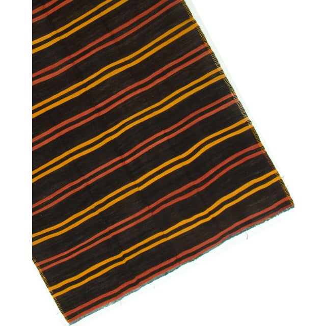 Contemporary Vintage Black Turkish Kilim Rug 6ft 6in X 11ft 5in For Sale - Image 3 of 4