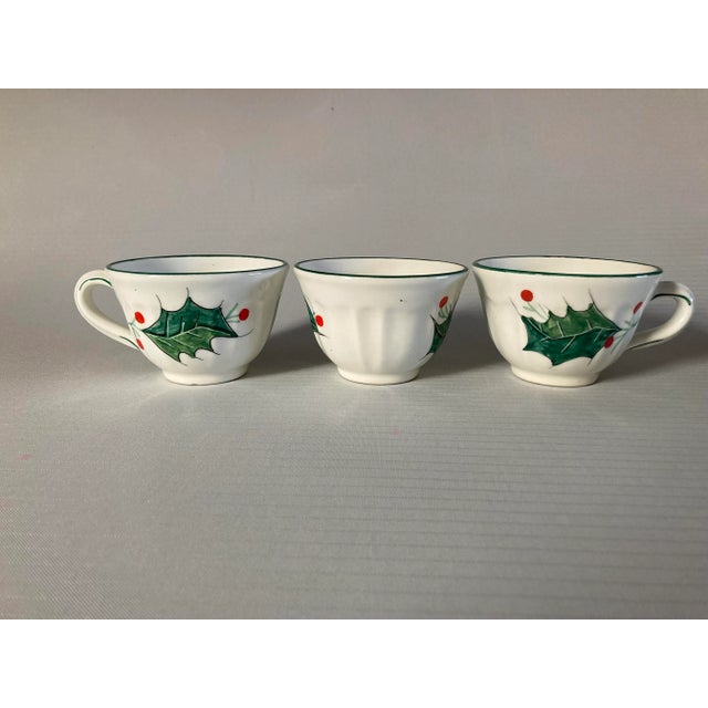 Vintage Hand Painted Italy Mistletoe Tea & Coffee Cups S/3 For Sale In New York - Image 6 of 6