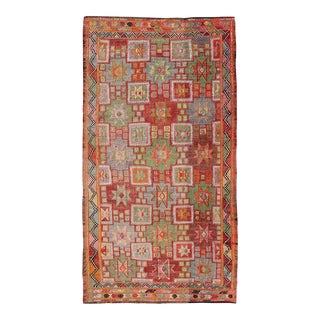 Vintage Turkish Kilim Rug With Vibrant Multicolor Star Motifs 5'5 X 10'6 For Sale