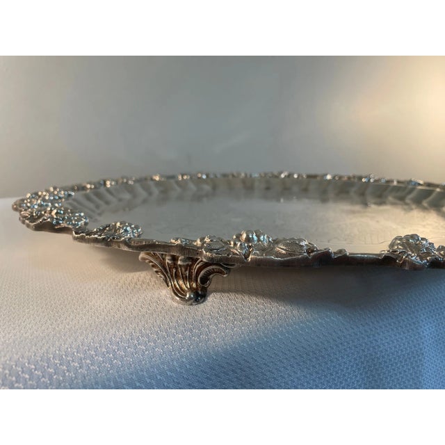 1920s 1920s Large English Silverplated Serving Tray Platter For Sale - Image 5 of 13