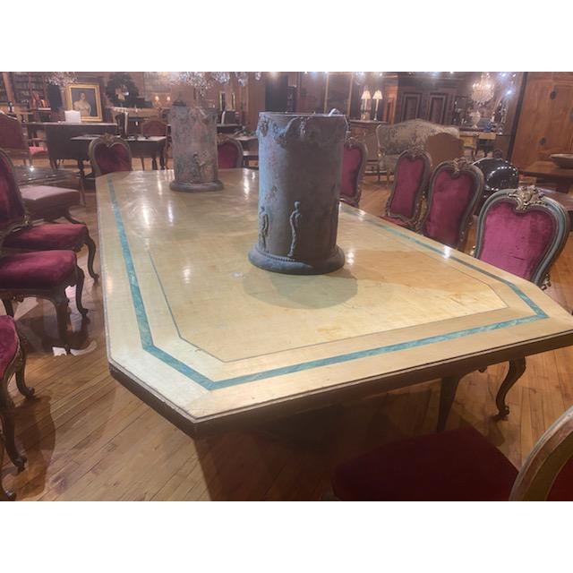Italian Lacquered Dining Table With Canted Corners | Chairish