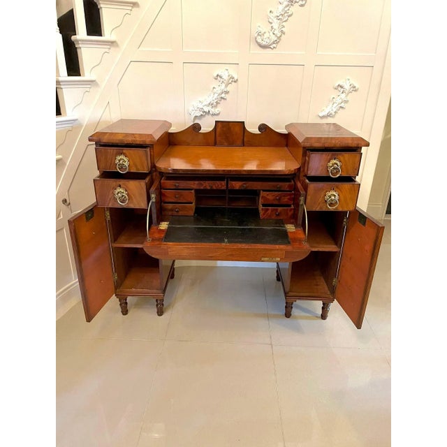 Metal Antique Regency Mahogany Secretaire For Sale - Image 7 of 18