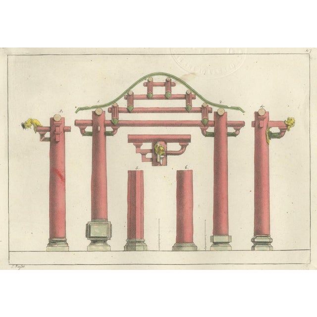Early 19th Century Ferrario, Chinese Architectural Columns and Plinths, 1815, Print For Sale - Image 5 of 9