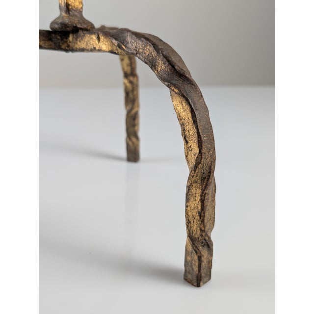 Mid-Century Modern Side Table for Drinks in Gilded Wrought Iron and Glass, Spain, 1950s For Sale - Image 9 of 12