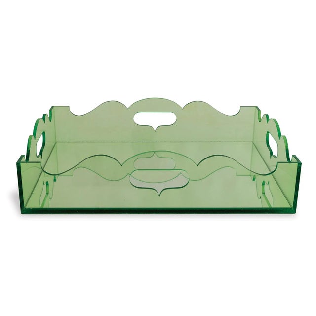 Modern Queen Anne Green Lucite Tray For Sale - Image 3 of 4