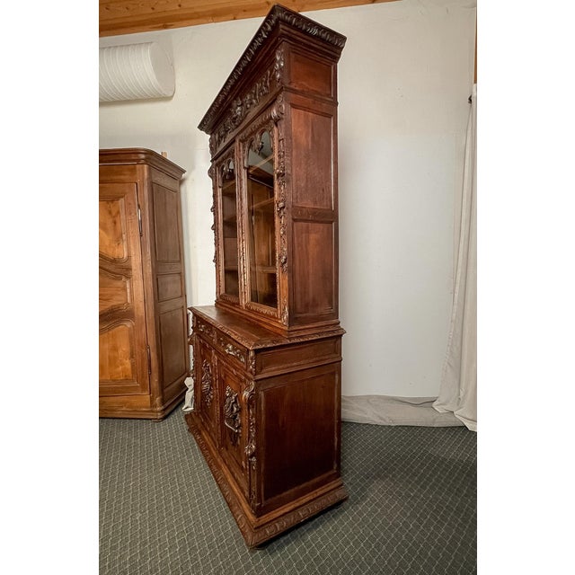 Coffee Antique French Normandy Solid Oak Hutch, Early 20th Century For Sale - Image 8 of 14
