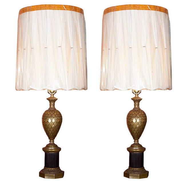 Bronze Pineapple Urn Form Table Lamps Pair Chairish
