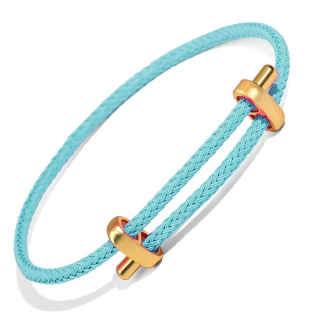Early 21st Century Turquoise Glow Adjustable Gold Rope Bracelet For Sale - Image 5 of 9