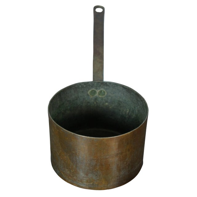 Farmhouse Antique French Country Farmhouse Copper Sauce Saute Pan Cook Pot For Sale - Image 3 of 13