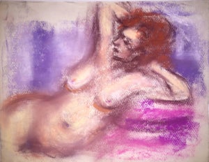 Jacques (Jakub) Zucker, Female Nude, Pastel Drawing After Renoir Polish Ecole D'Paris WPA Bezalel Artist, c.1930s