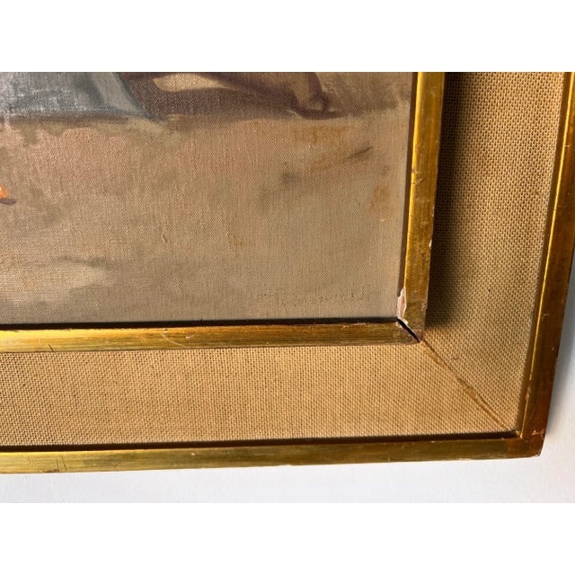 Brown 1960's Menoolla Children Playing Marbles Oil on Canvas Painting For Sale - Image 8 of 11