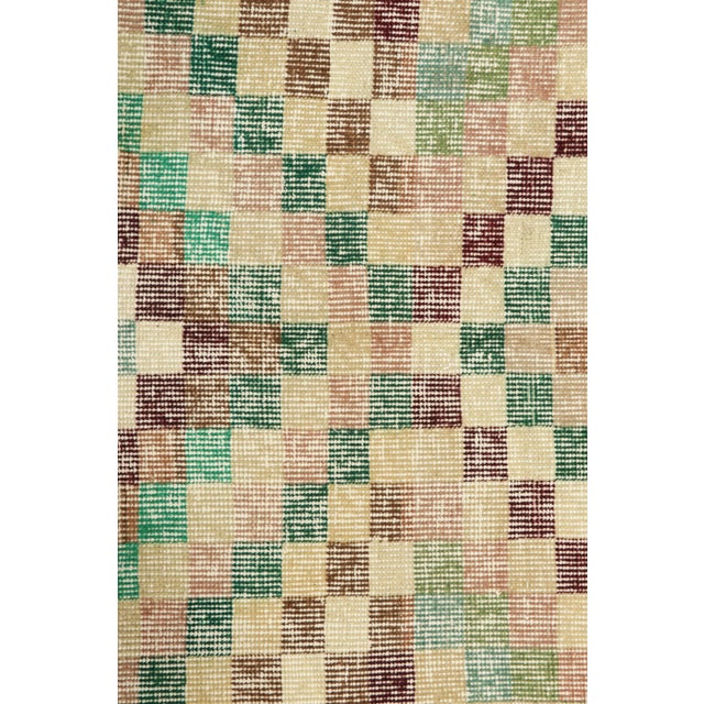 Traditional Vintage Zeki Müren Runner Rug in Beige-Brown and Green | Rug & Kilim For Sale - Image 3 of 7
