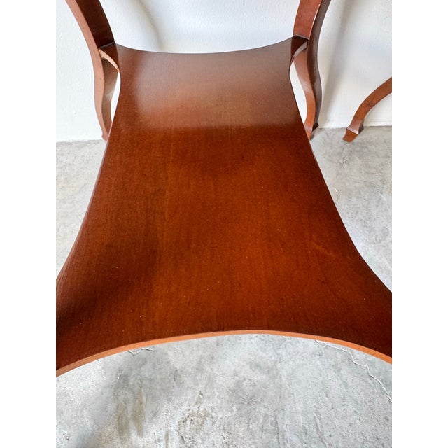Hollywood Regency 1970's Vintage Baker - Style Mahogany Side Tables With Lower Shelf - A Pair For Sale - Image 3 of 12