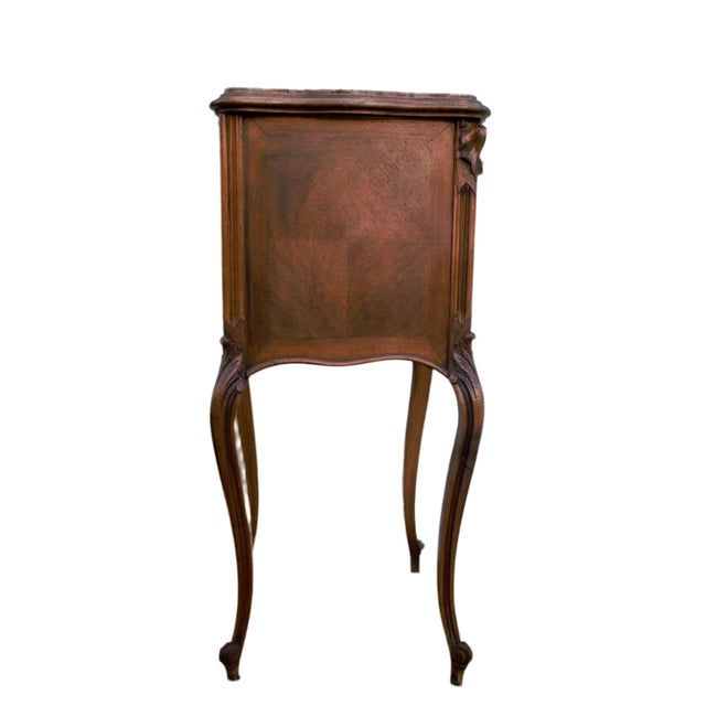 French Antique French Louis XV Style Marble Top Humidor Smoking Storage Table For Sale - Image 3 of 7