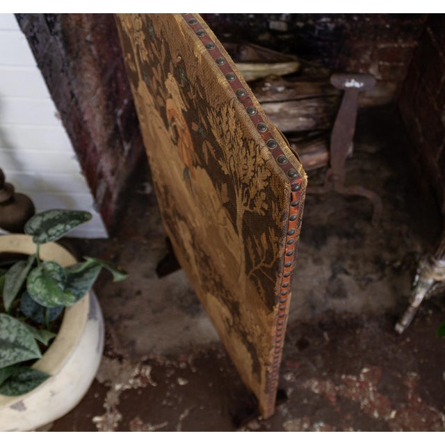 Upholstered English Arts and Crafts Firescreen With Medieval Harvest Scene For Sale - Image 10 of 14