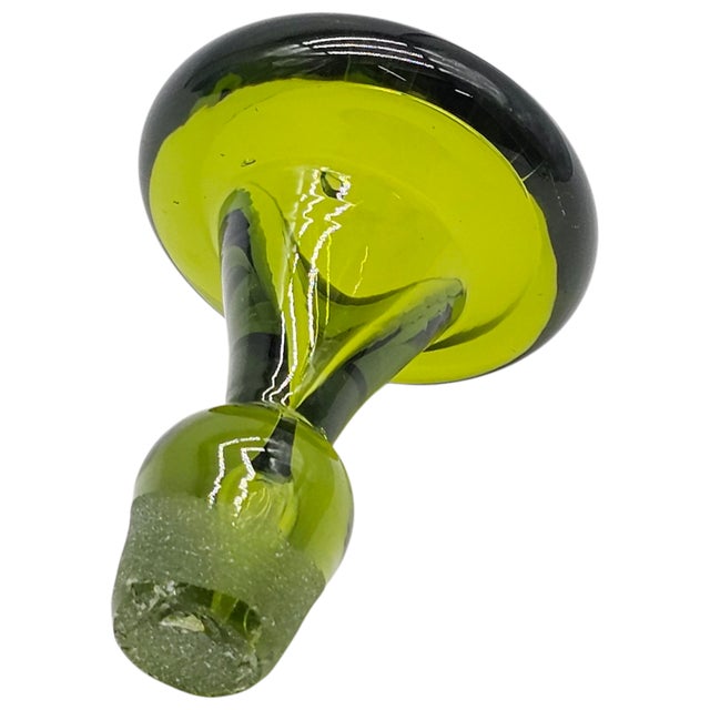 Green Blenko #49 Olive Kiwi Crackle Decanter by Winslow Anderson With Stopper, Mid-Century Modern For Sale - Image 8 of 12
