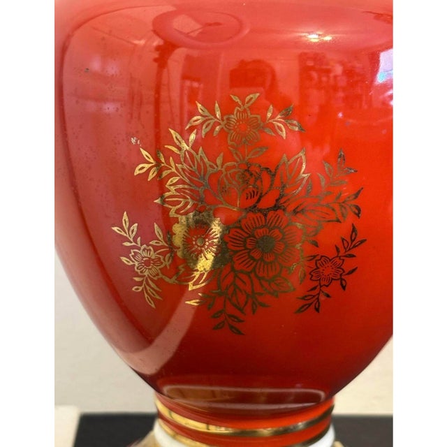 Ceramic Vintage Noritake Red Porcelain Vase With Gilded Swan Handles – Japan, 1940s For Sale - Image 7 of 7