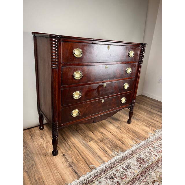 Traditional Antique Sheraton Mahogany Cookie Corner Four Drawer Chest C. Mid 19th Century For Sale - Image 3 of 8