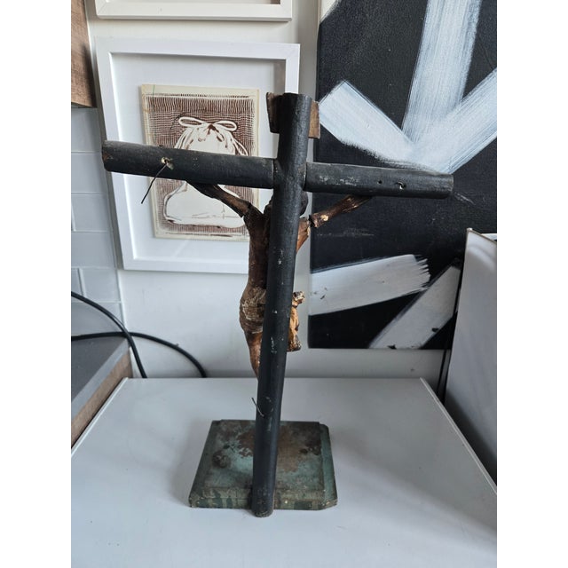 Folk Art 19th C Latin American Santo of Jesus on the Cross For Sale - Image 3 of 8
