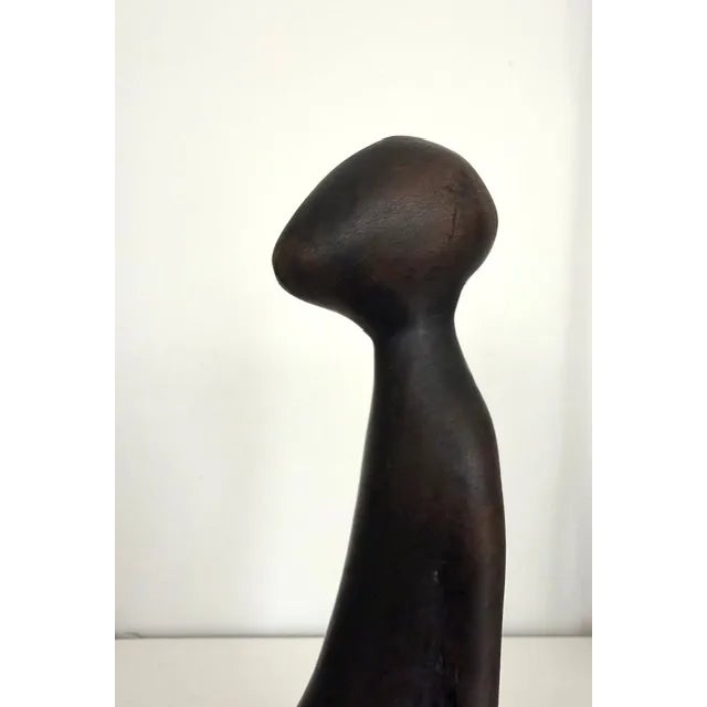Modern Vintage Fertility Goddess Ebony Wood Hand Carved Modernist Style Sculpture 10" For Sale - Image 3 of 9