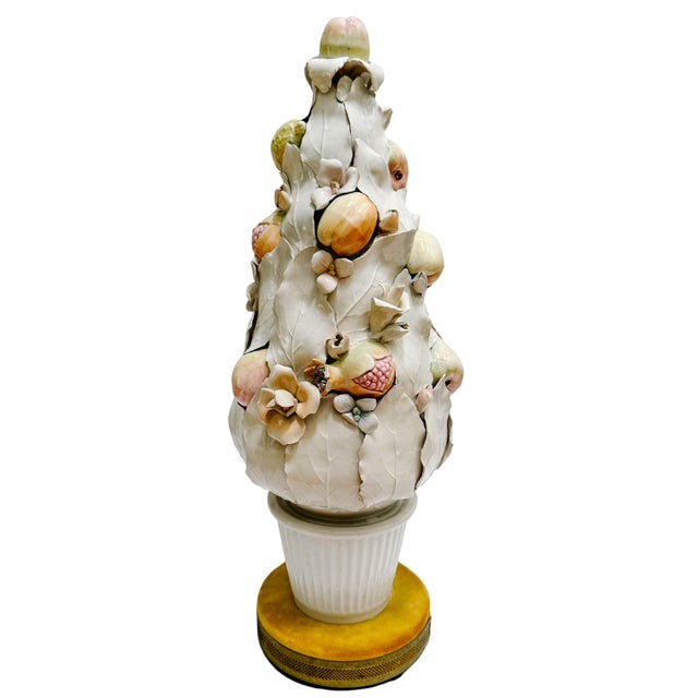 Mid 20th Century Mid-Century Italian Porcelain Pastel Fruit Topiaries & Table Lamp Conversions by Ardalt For Sale - Image 5 of 18