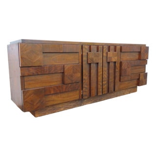 Lane Brutalist Mid Century Modern Long Dresser Tv Cabinet 6304 For Sale
