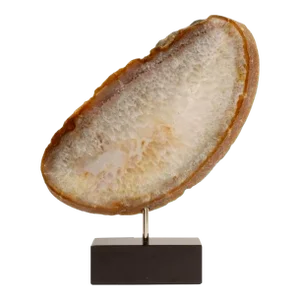 Natural Geological Agate Specimen on Black Marble Stand